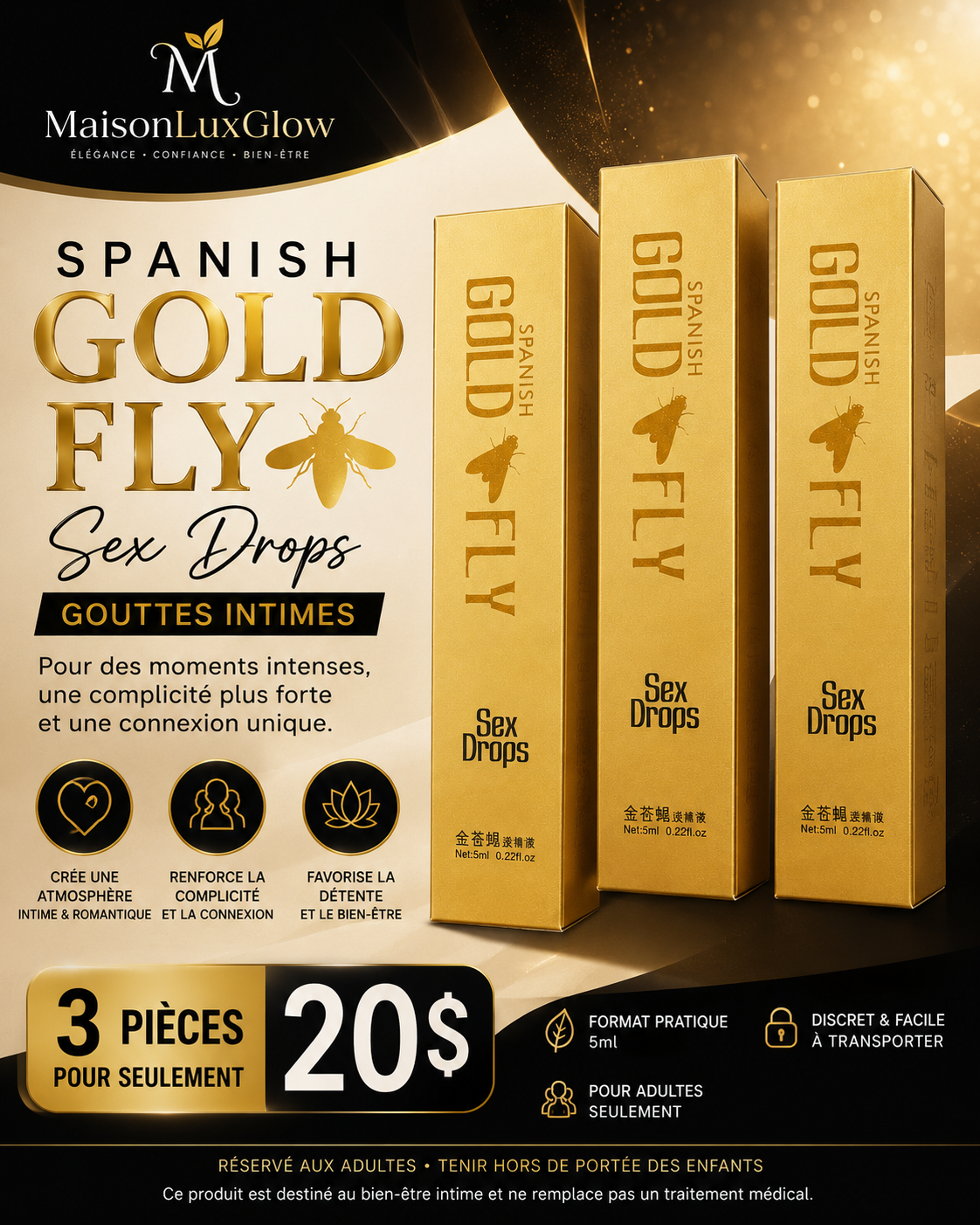 Spanish Gold Fly – Gouttes Intimes 3 lots