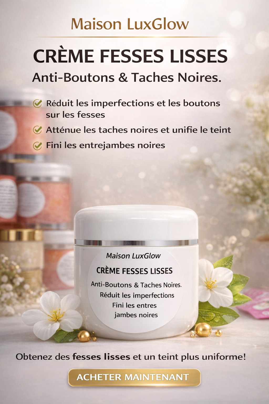 Crème Fesses Lisses – Anti-Boutons & Taches Noires