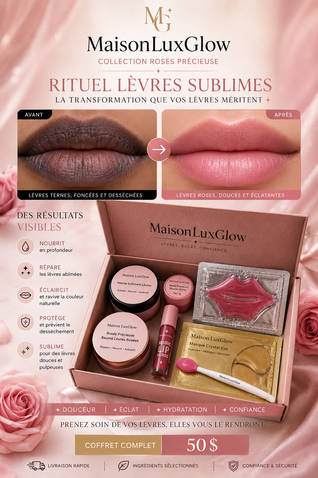 Rituel Lèvres Sublimes
Collection Roses Précieuses