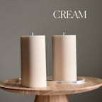 Handmade Ribbed Pillar Soy Wax Candle | Unscented Decorative Candle