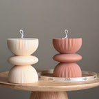 Geometric Soy Pillar Candle: Sculptural Home Decor